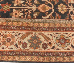Doris Leslie Blau Antique Sultanabad Floral Allover Classic Taupe Rug - c. 1900