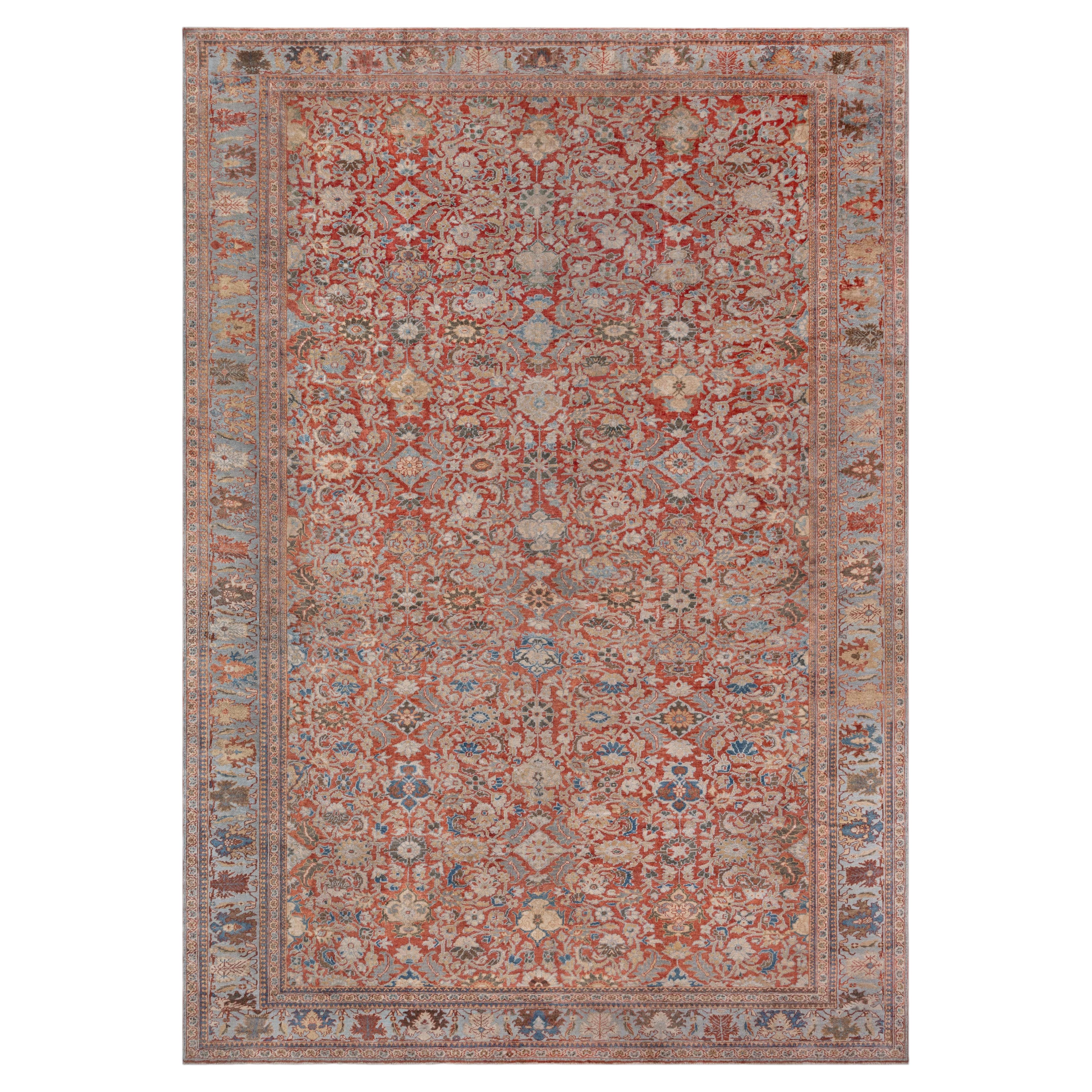 Doris Leslie Blau Antique Sultanabad Floral Allover Cream Rug - c. 1910