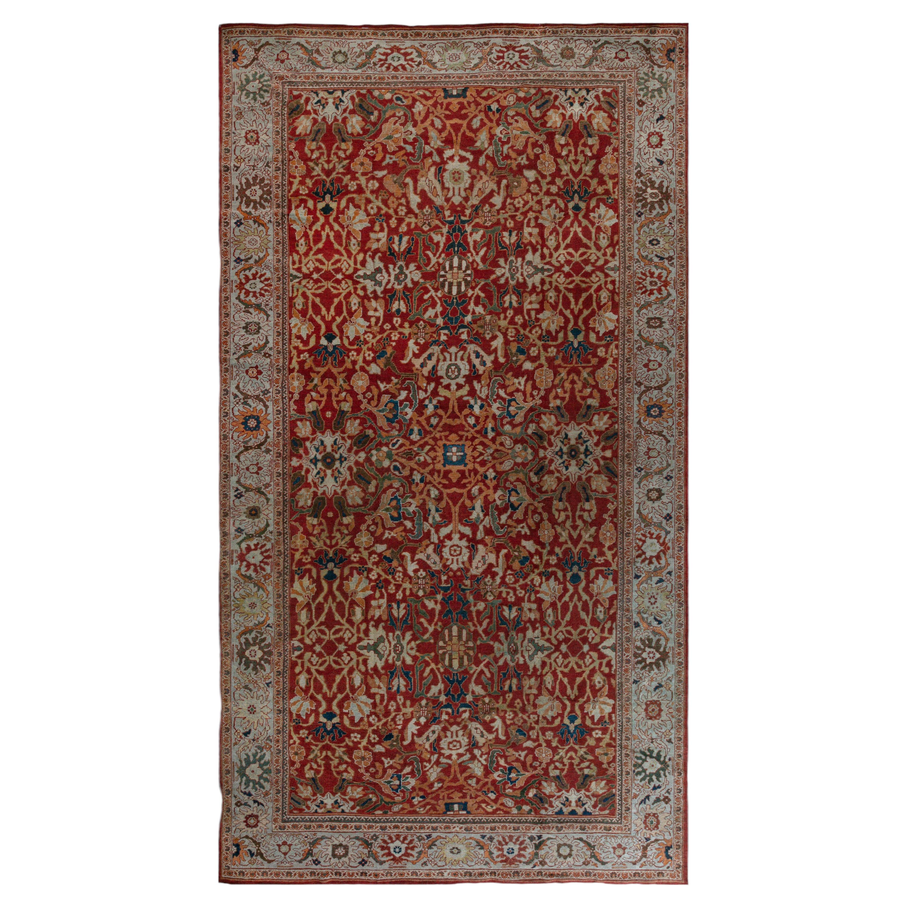 Doris Leslie Blau Antique Sultanabad Floral Allover Ivory Rug - c.1900