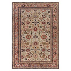 Doris Leslie Blau Antique Sultanabad Floral Allover Light Beige Rug - c. 1880