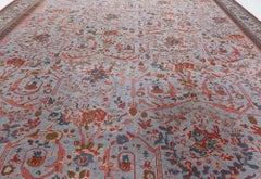 Doris Leslie Blau Antique Sultanabad Floral Allover Light Blue Rug - c. 1920