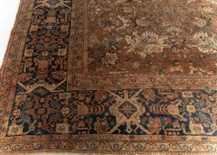Doris Leslie Blau Antique Sultanabad Floral Allover Warm Tan Rug - c. 1900