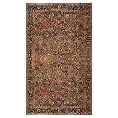 Doris Leslie Blau Antique Sultanabad Floral Allover Warm Tan Rug - c. 1900
