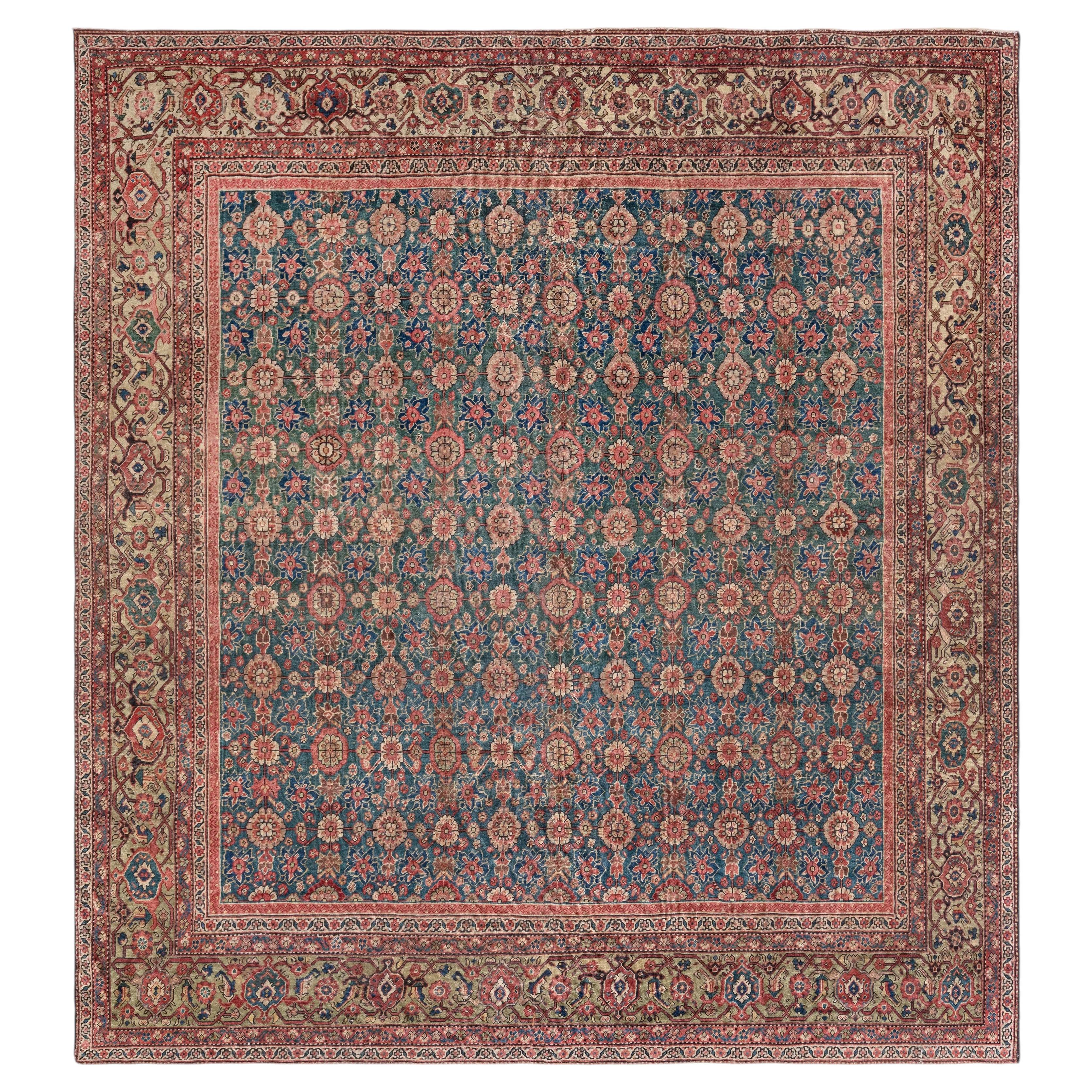 Doris Leslie Blau Antiker Sultanabad Floral Allover Warm Tan Teppich - c. 1920