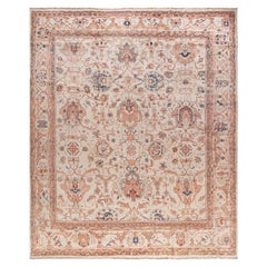 Doris Leslie Blau Antique Sultanabad Floral Soft Beige Rug - c.1900