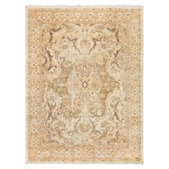 Doris Leslie Blau Antique Sultanabad Medallion Soft Beige Carpet - c. 1900