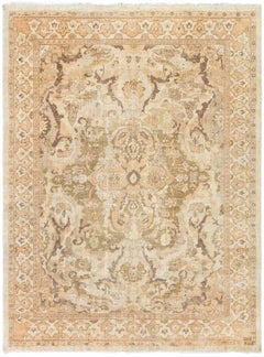 Doris Leslie Blau Antique Sultanabad Medallion Soft Beige Carpet - c. 1900