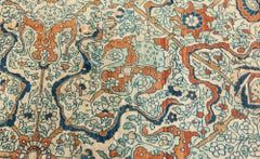 Doris Leslie Blau Alfombra antigua Tabriz beige crema anudada a mano - c. 1880