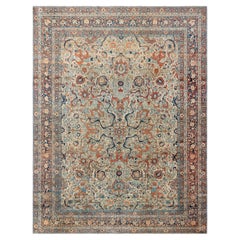 Doris Leslie Blau Alfombra antigua Tabriz beige crema anudada a mano - c. 1880