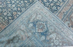 Doris Leslie Blau Antique Tabriz Allover Dusty Blue Carpet - c. 1920