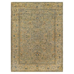 Doris Leslie Blau Antike Tabriz Allover Floral Creme Beige Teppich - c. 1900