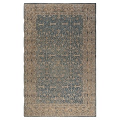 Doris Leslie Blau Antique Tabriz Allover Floral Dusty Blue Rug - c. 1900