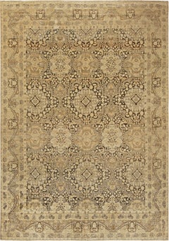 Doris Leslie Blau Antique Tabriz Allover Floral In Warm Tan Carpet - c. 1900