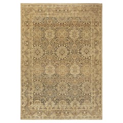 Doris Leslie Blau Antique Tabriz Allover Floral In Warm Tan Carpet - c. 1900