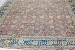 Doris Leslie Blau Antique Tabriz Allover Floral Ivory Hand-Knotted Rug - c. 1900