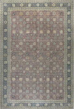 Doris Leslie Blau Antique Tabriz Allover Floral Ivory Hand-Knotted Rug - c. 1900