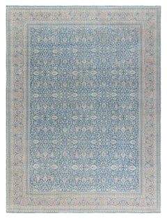 Doris Leslie Blau Antique Tabriz Allover Floral Ivory Hand-Knotted Rug - c. 1920