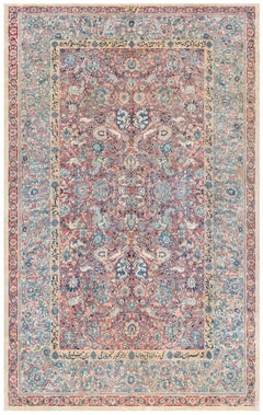 Doris Leslie Blau Tappeto antico Tabriz Allover Floreale Avorio Annodato a mano - C.C. 1920
