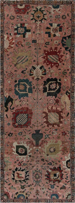 Doris Leslie Blau Antique Tabriz Allover Floral Ivory Runner - c. 1920