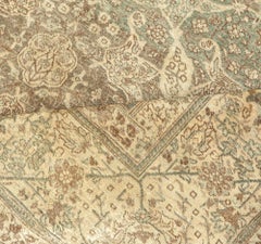 Doris Leslie Blau Antique Tabriz Allover Floral Light Beige Rug - c. 1880