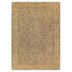 Doris Leslie Blau Antique Tabriz Allover Floral Light Beige Rug - c. 1880