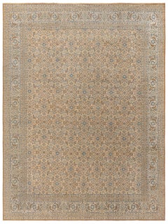 Doris Leslie Blau Antique Tabriz Allover Floral Light Beige Rug - c. 1900