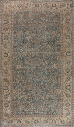 Doris Leslie Blau Antique Tabriz Allover Floral Light Beige Rug - c. 1900