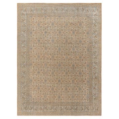 Doris Leslie Blau Antike Tabriz Allover Floral Hellbeige Teppich - c. 1900