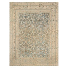 Doris Leslie Blau Antique Tabriz Allover Floral Light Beige Rug - c. 1900