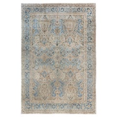 Doris Leslie Blau Alfombra antigua Tabriz Floral Beige Claro - c. 1900