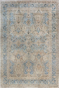 Doris Leslie Blau Antique Tabriz Allover Floral Light Beige Rug - c. 1900