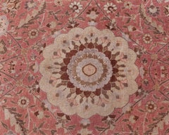 Doris Leslie Blau Antique Tabriz Allover Floral Light Beige Rug - c. 1920