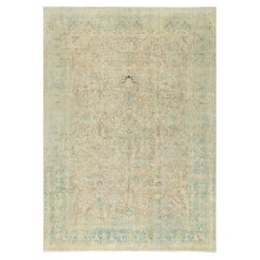 Doris Leslie Blau Antique Tabriz Allover Floral Pale Sand Rug - c. 1920
