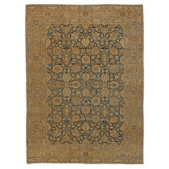 Doris Leslie Blau Antique Tabriz Allover Floral Rug In Golden Tan - c. 1900