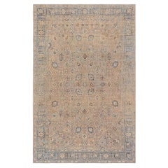 Doris Leslie Blau Antiker Tabriz Allover Floral Sand Handgeknüpfter Teppich - ca. 1880