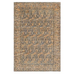 Doris Leslie Blau Antique Tabriz Allover Floral Soft Beige Carpet - c. 1880