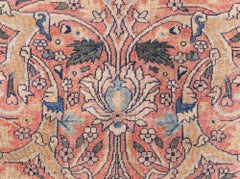 Doris Leslie Blau Antique Tabriz Allover Floral Soft Beige Rug - c. 1880