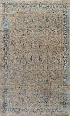 Doris Leslie Blau Antique Tabriz Allover Floral Soft Beige Rug - c. 1880