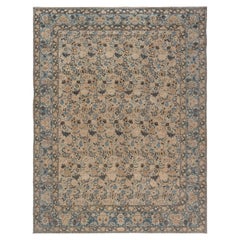 Doris Leslie Blau Antique Tabriz Allover Floral Soft Beige Rug - c. 1880