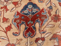 Doris Leslie Blau Antique Tabriz Allover Floral Soft Beige Rug - c. 1900