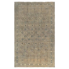 Doris Leslie Blau Antique Tabriz Allover Floral Soft Beige Rug - c. 1900