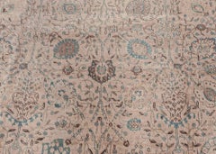 Doris Leslie Blau Antique Tabriz Allover Floral Soft Beige Rug - c. 1920
