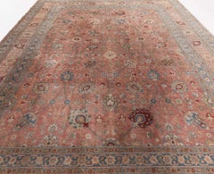 Doris Leslie Blau Antique Tabriz Allover Floral Soft Beige Rug - c. 1930