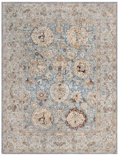 Doris Leslie Blau Antique Tabriz Allover Floral Warm Tan Carpet - c. 1900
