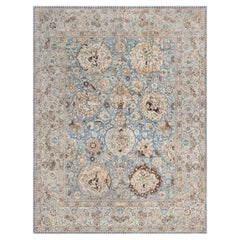 Doris Leslie Blau Antique Tabriz Allover Floral Warm Tan Carpet - c. 1900