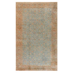 Doris Leslie Blau Antique Tabriz Allover Floral Warm Tan Rug - c. 1880