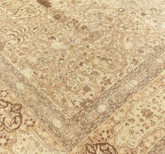 Doris Leslie Blau Antique Tabriz Allover Floral Warm Tan Rug - c. 1900