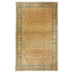 Doris Leslie Blau Antique Tabriz Allover Floral Warm Tan Rug - c. 1900