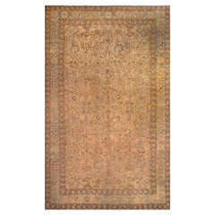 Doris Leslie Blau Antique Tabriz Allover Floral Warm Tan Rug - c. 1900