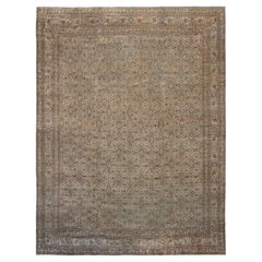 Doris Leslie Blau Antique Tabriz Allover Floral Warm Tan Rug - c. 1900